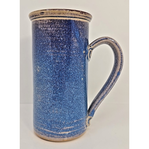 Handmade Pottery Drip Glaze Coffee Mug Cup Signed By Artist "Glass" Appx 7" Tall - Picture 1 of 8